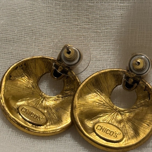 Chico’s Gold and Silver Mosaic Door Knocker Earrings - Picture 6 of 6